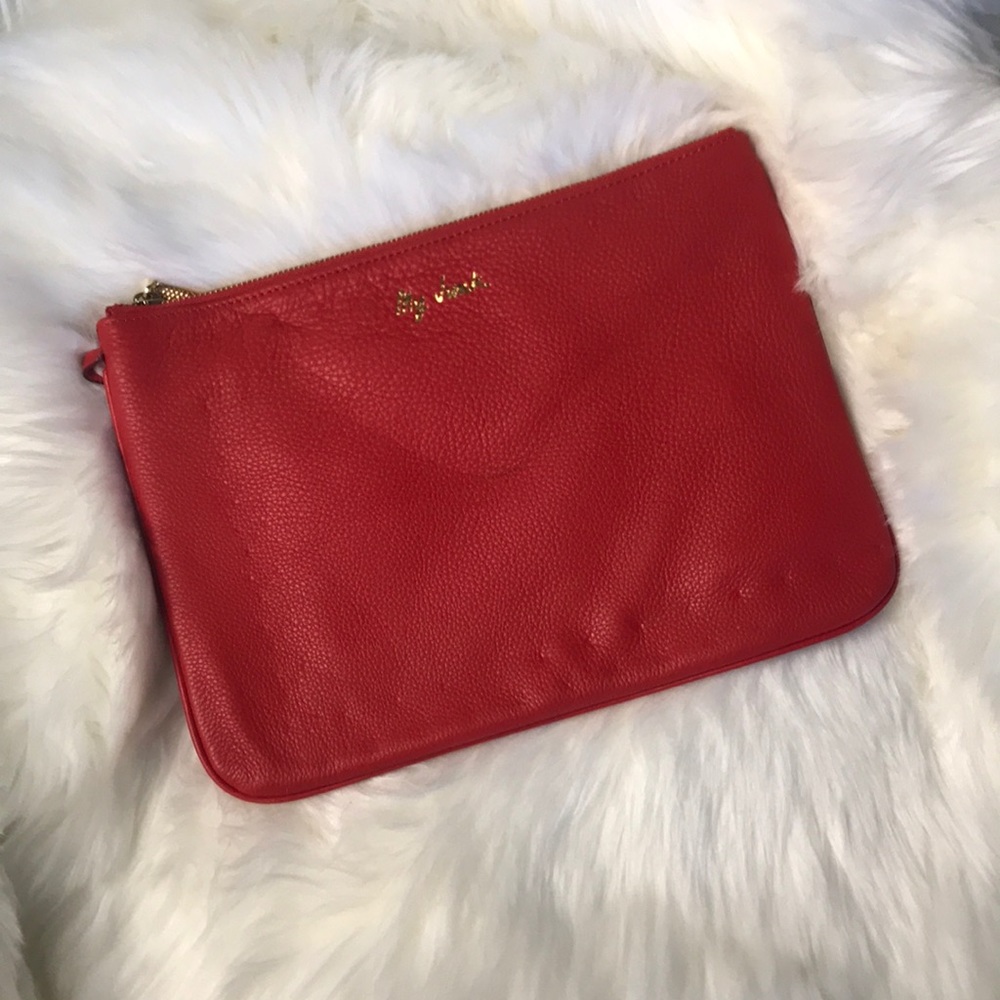 Rebecca Minkoff red and gold clutch